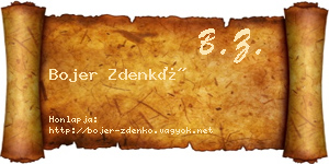 Bojer Zdenkó névjegykártya